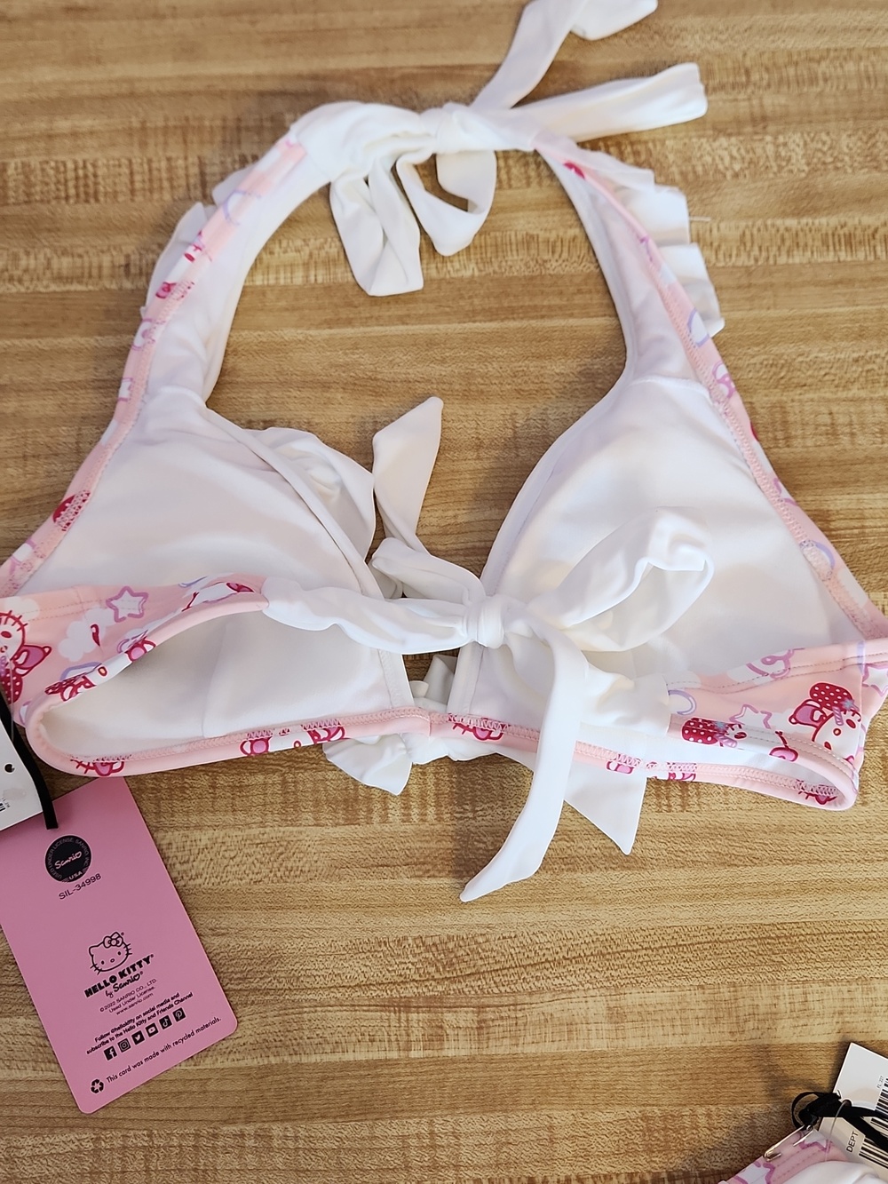 Hot Topic x Sanrio Hello Kitty Pink & White Bikini Set with Ruffle Skirt, XS - Picture 3 of 10